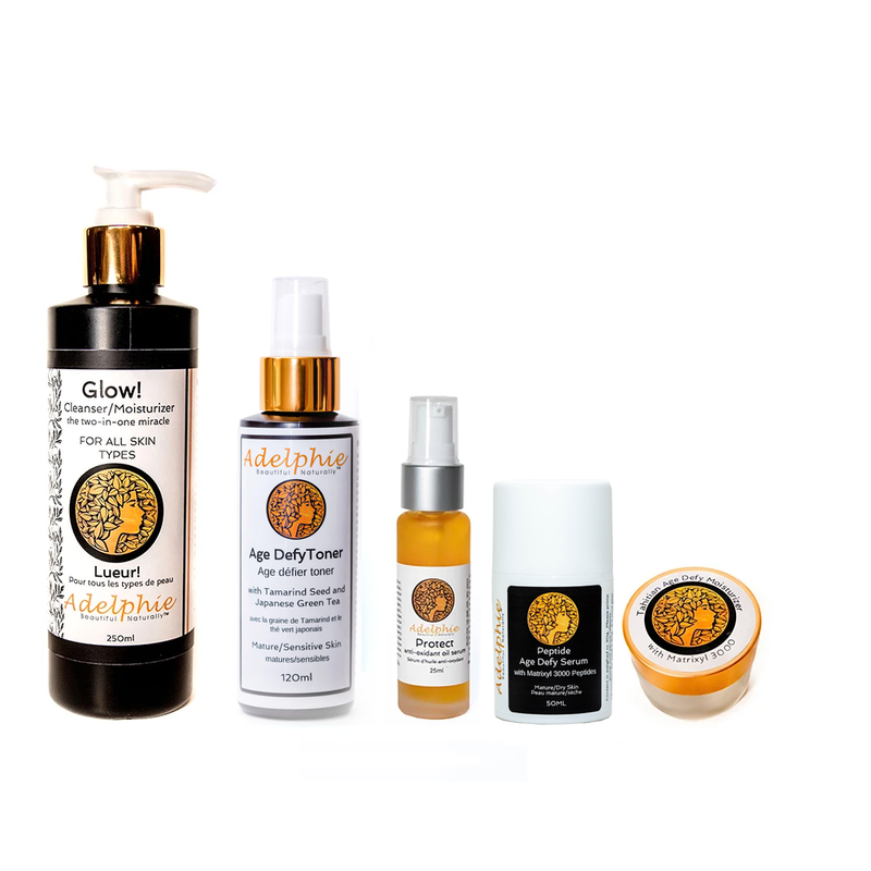 Natural skin care products specifically chosen to replenish and nourish aging and post menopausal skin and to fast track you to a youthful, glowing complexion.