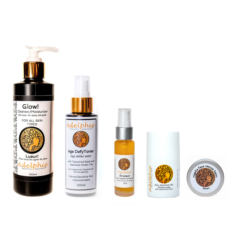 Natural skin care products specifically chosen to replenish and provide moisture to dehydrated skin and to fast track you to a youthful, glowing complexion.