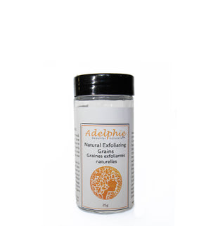 Natural Exfoliating Grains made with 100% natural ingredients to gently slough off dead skin cells - Adelphie Natural Skin Care Canada